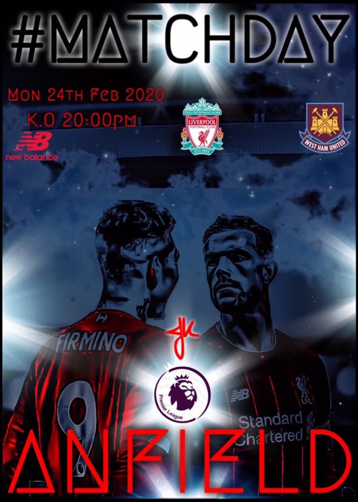 比赛海报:英超第27轮,利物浦vs西汉姆联