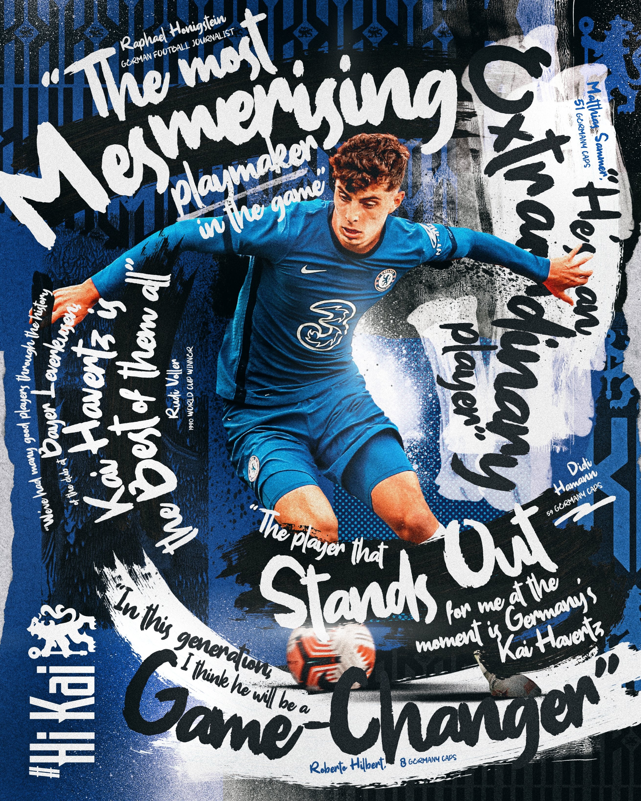 哈弗茨出生于1999年,是一名前场多面手,11岁时加入勒