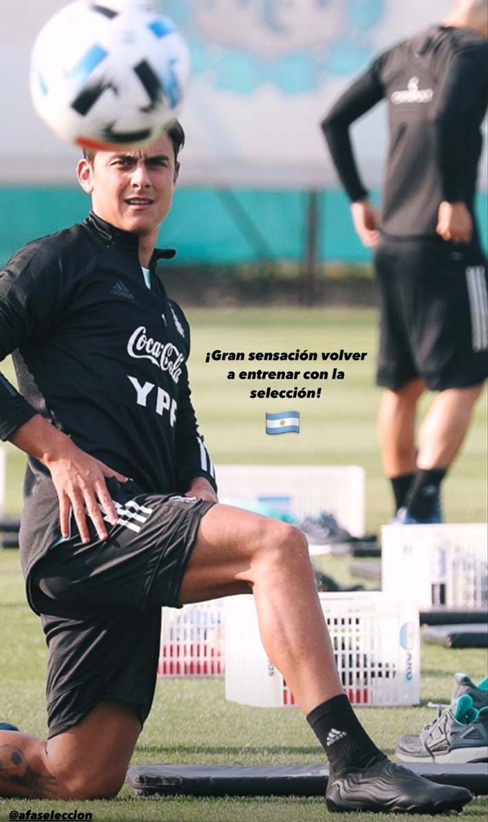 迪巴拉在训练中上脚下一代copa测试鞋