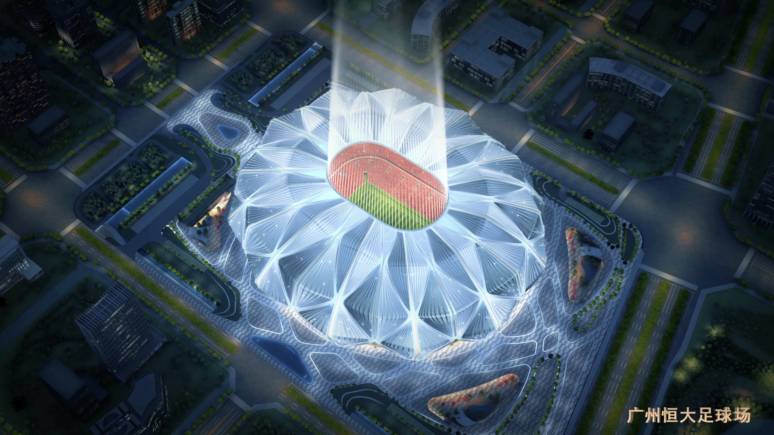 广州新地标即将诞生恒大新球场灯光效果片为中国足球添底气