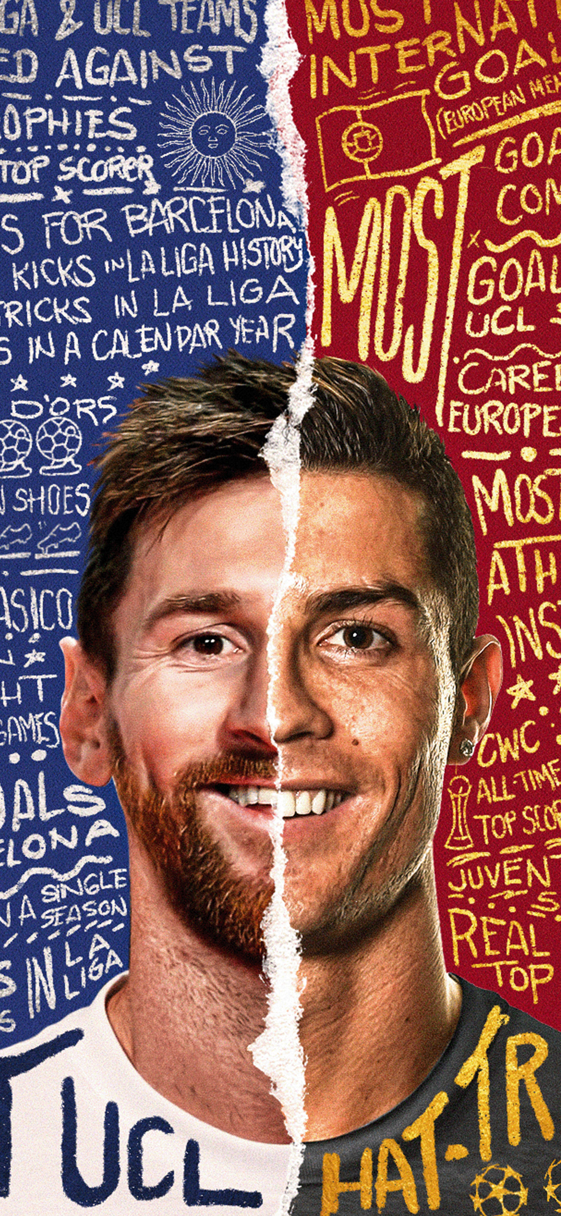 踢球侠无水印全面屏壁纸梅西和c罗