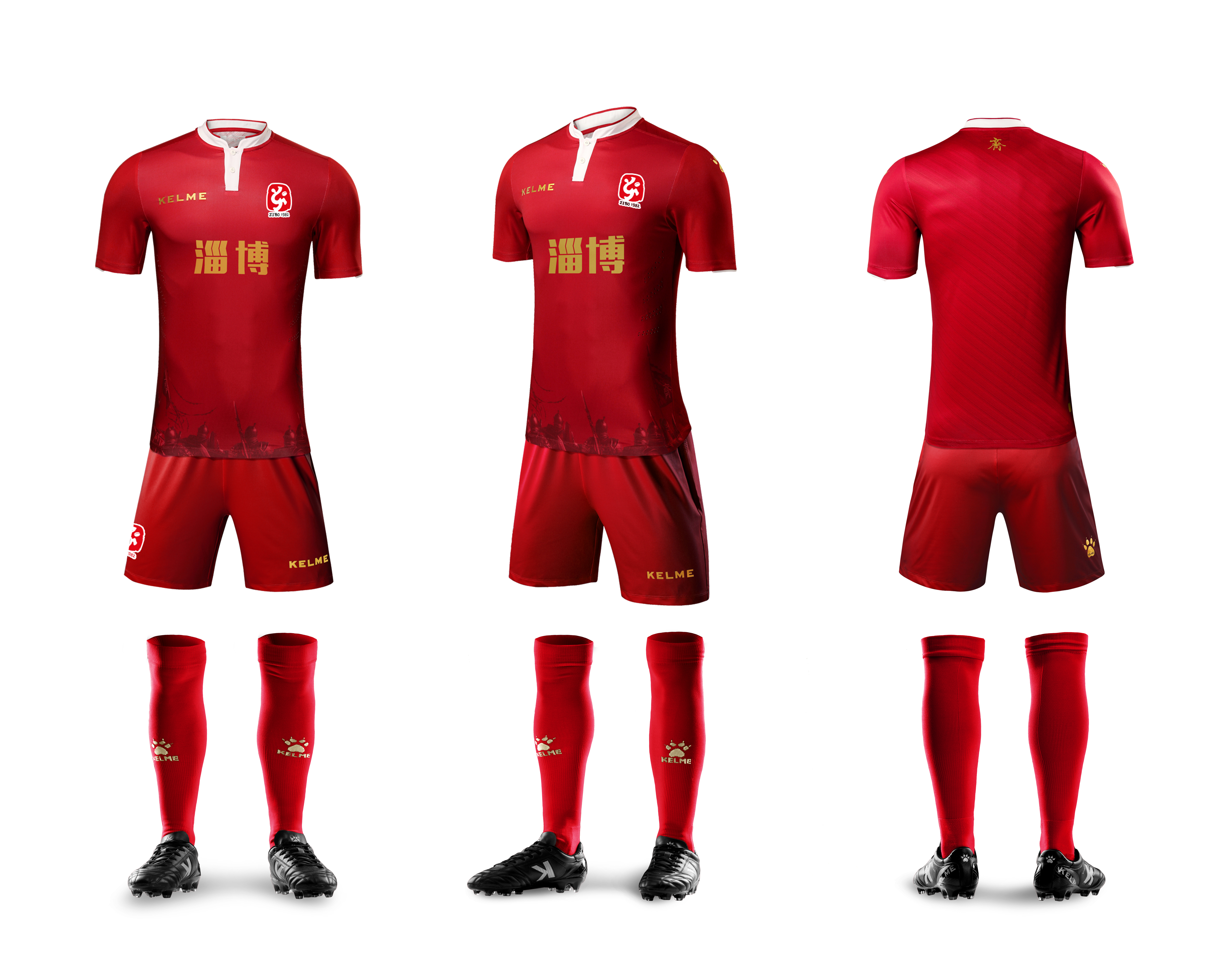 淄博蹴鞠主场球衣为故都红配色与古代齐国将士出征画面结合,是优秀