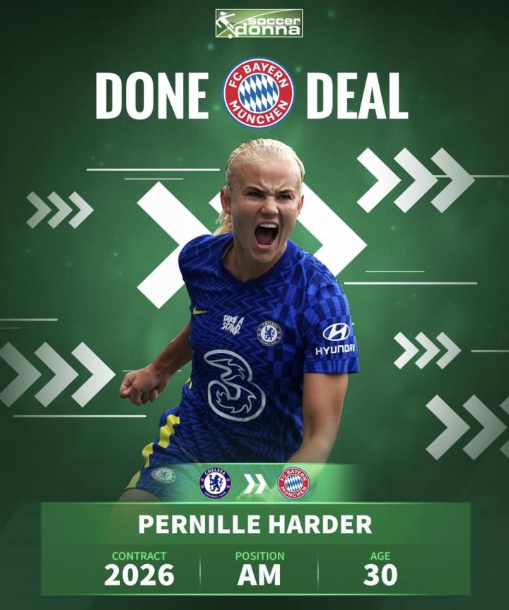 官方消息切尔西女足的哈德和埃里克松转会至拜仁慕