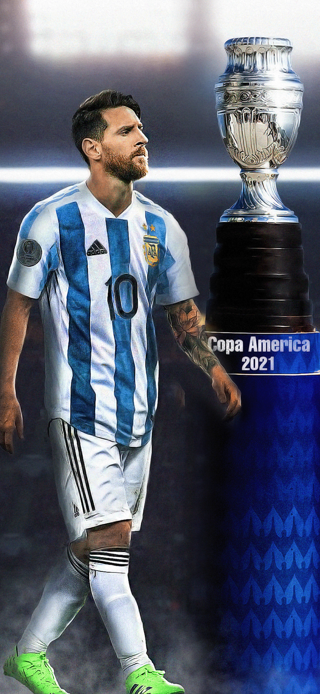 踢球侠无水印全面屏壁纸梅西国家队重要时刻手机壁纸第七期