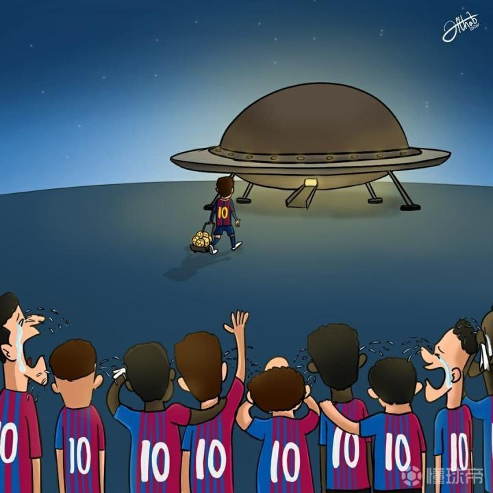 足球漫画|梅西离开巴萨,一场告别会都没有!一个人.