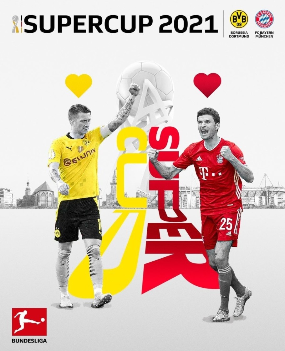 德国超级杯即将打响,德甲官方发布两队海报