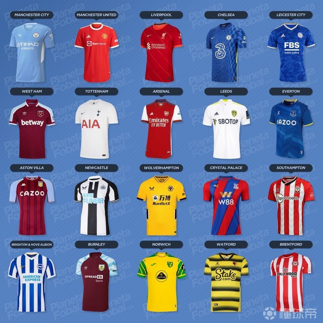202122赛季英超20支球队主场球衣一览