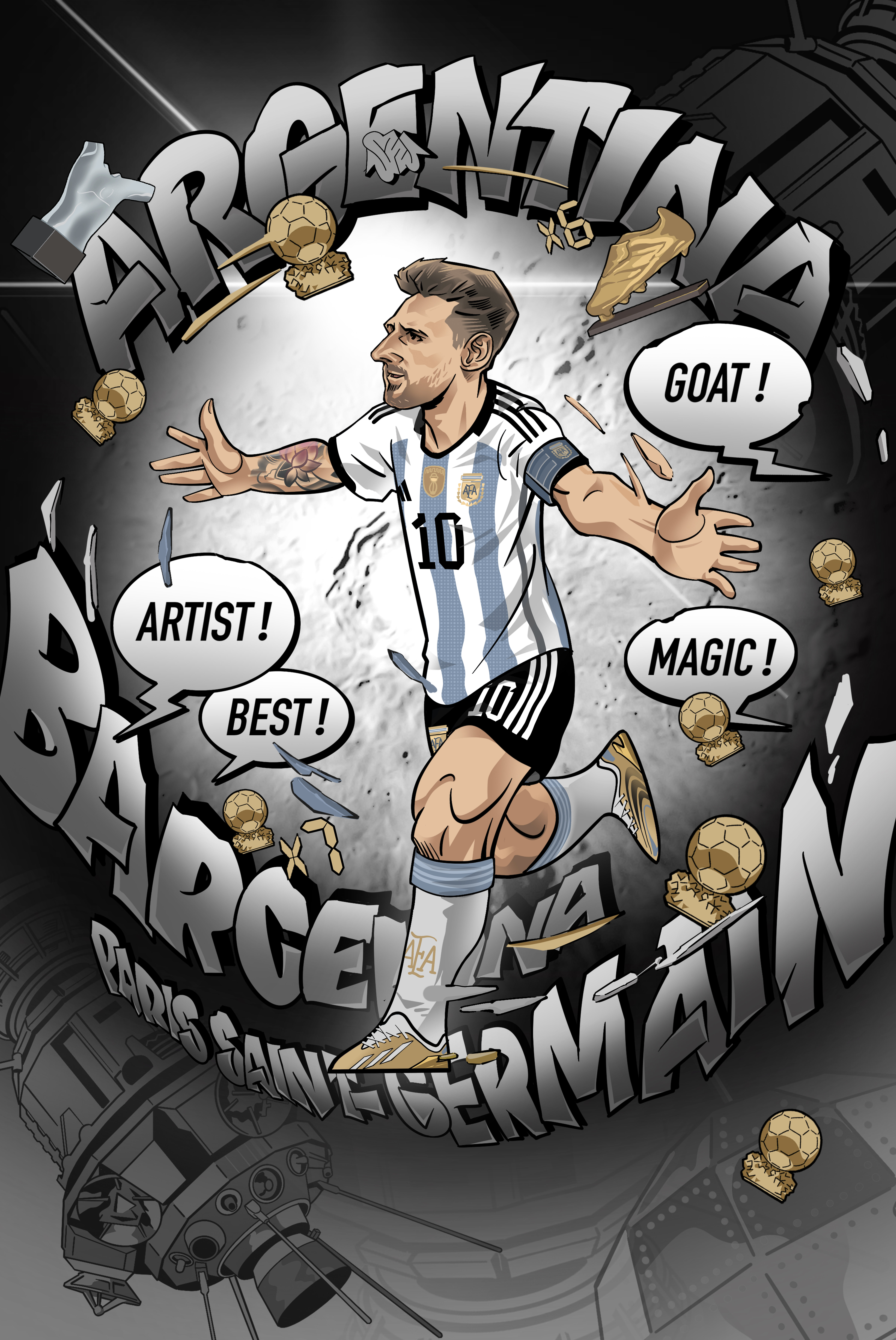 梅西艺术插画宇宙版