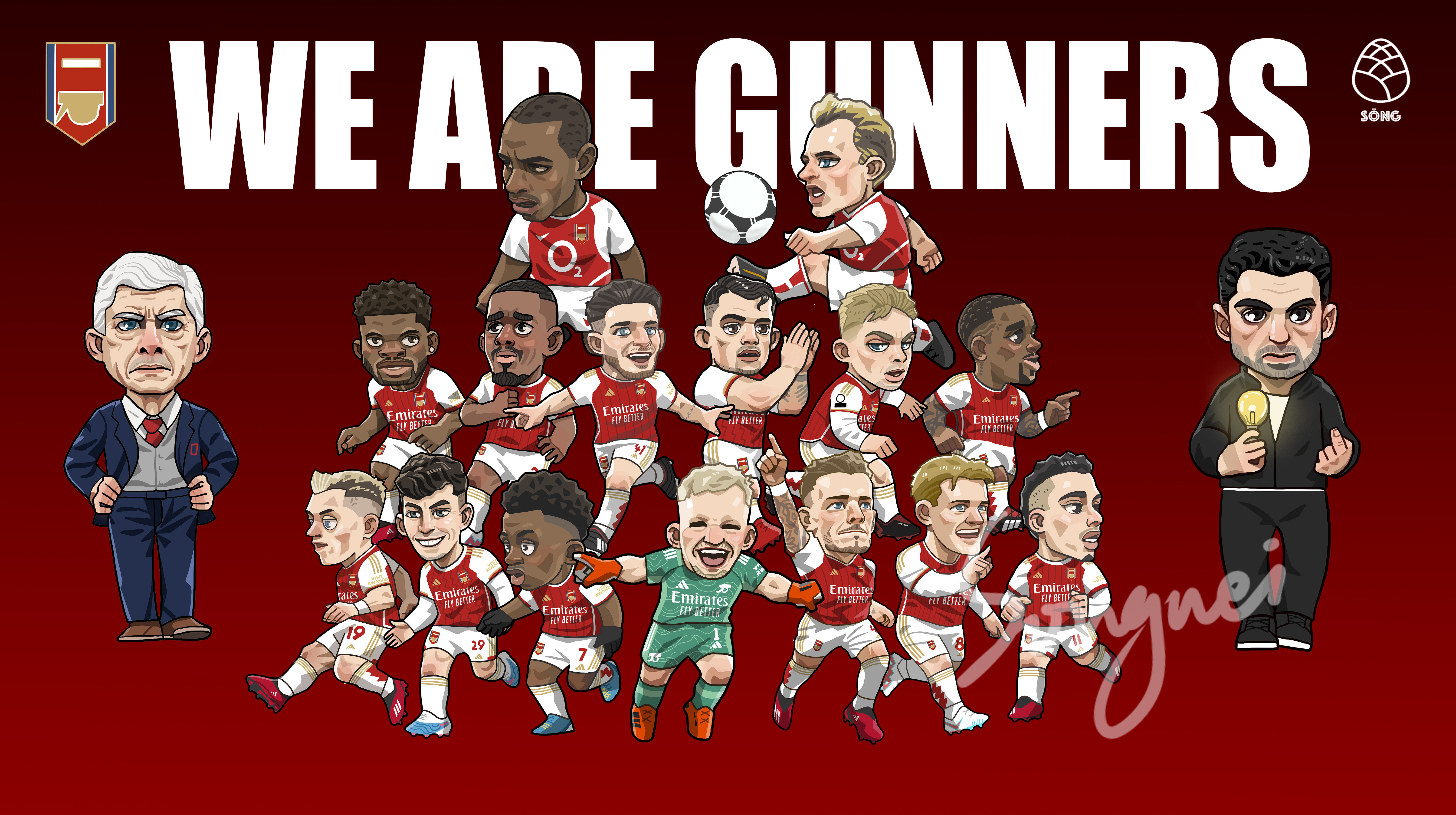 手绘阿森纳壁纸分享感谢两位粉丝shirley