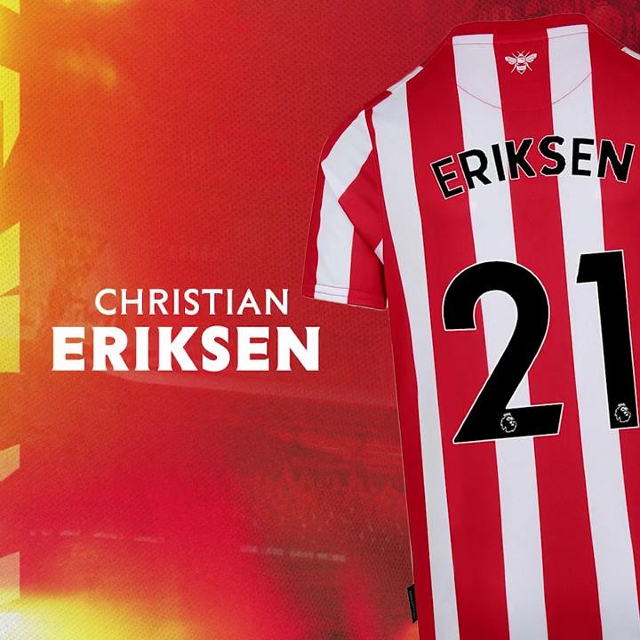 官方:埃里克森将身穿布伦特福德21号球衣|布伦特福德|埃里克森|懂球帝