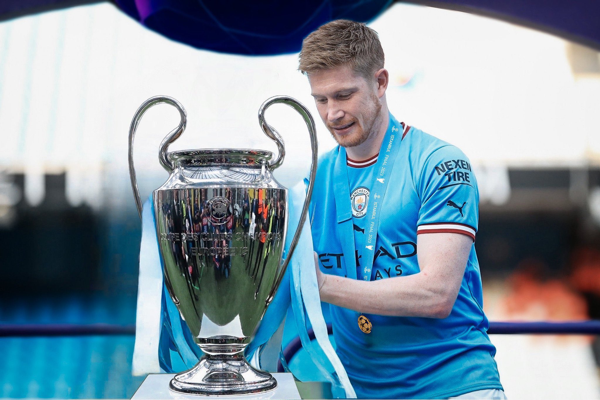 德布劳内与欧冠奖杯图集