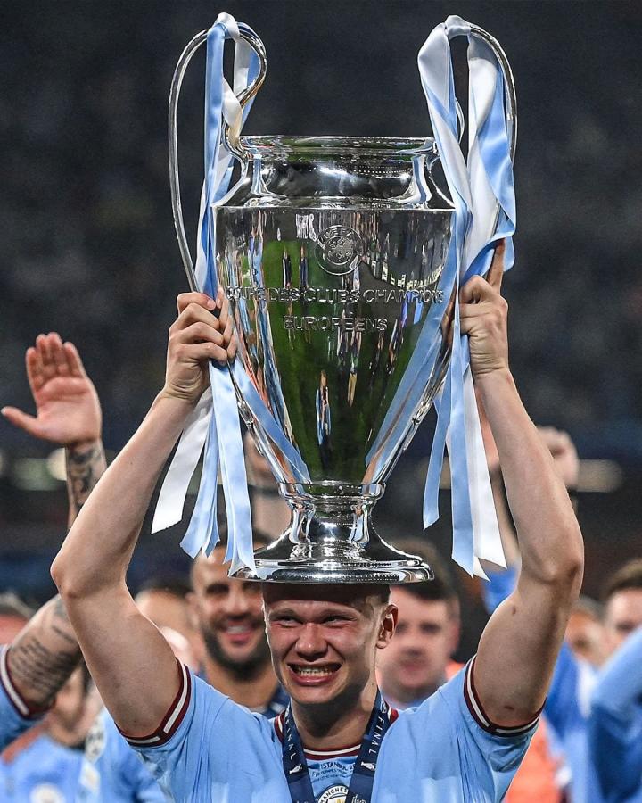 哈兰德庆祝欧冠夺冠!挪威颜色!|挪威|曼城|哈兰德|懂球帝