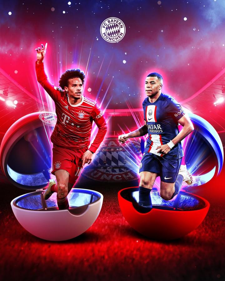 拜仁发布欧冠淘汰赛海报:萨内对决姆巴佩|拜仁慕尼黑|巴黎圣日耳曼