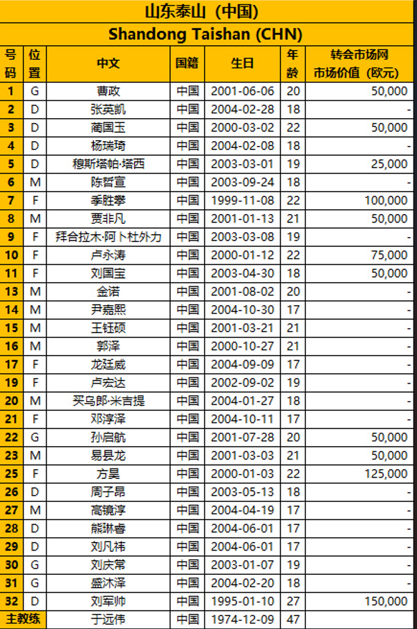 6名2003年的球员,9名2004年的球员,可以说,这是一支平均年龄不到20岁