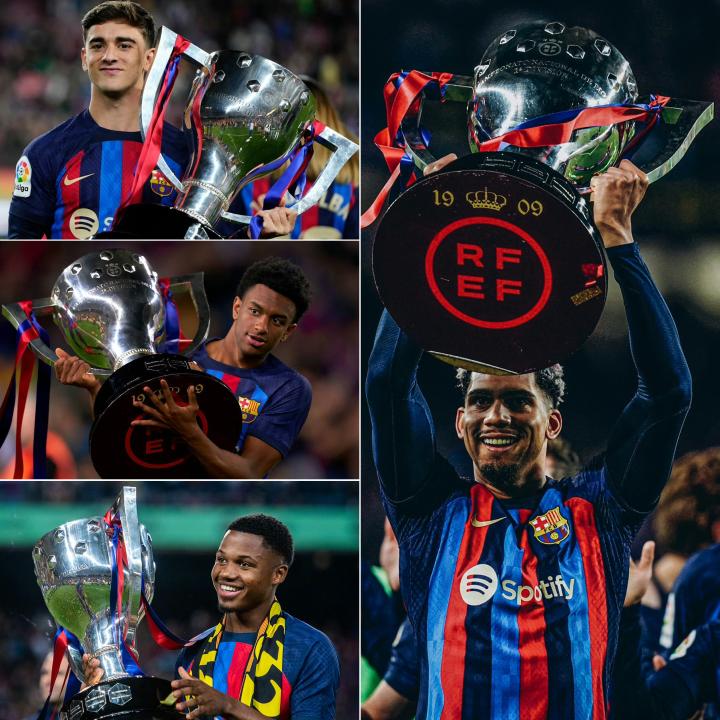 拉玛西亚的希望巴萨队内6位首次捧起西甲冠军奖杯