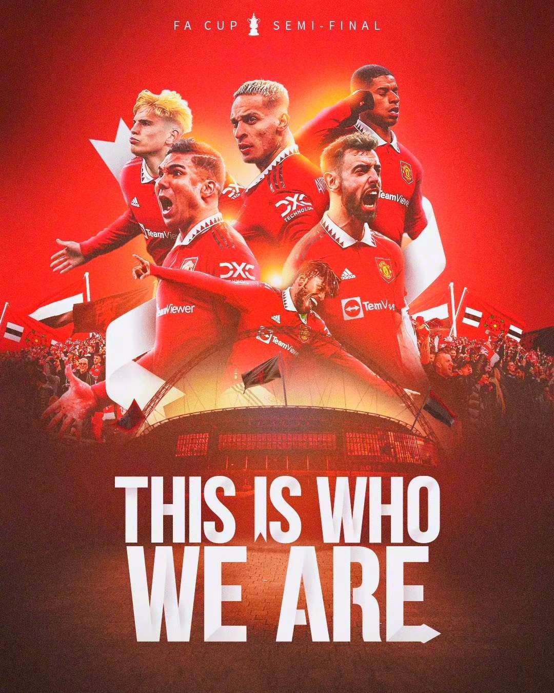 曼联发布海报给球队加油助威剑指决赛发文温布