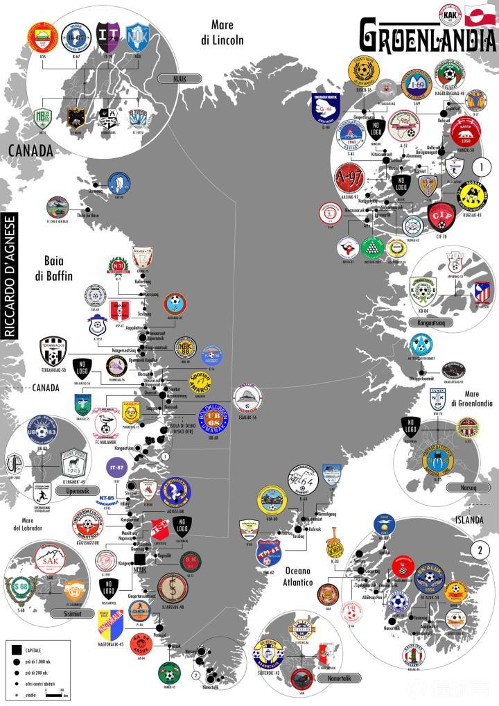 足球地理丨不毛之地格陵兰足球地图viar