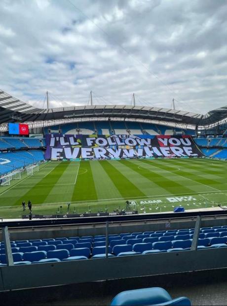 曼城迎战阿森纳主场tifo我会追随你到天涯海角