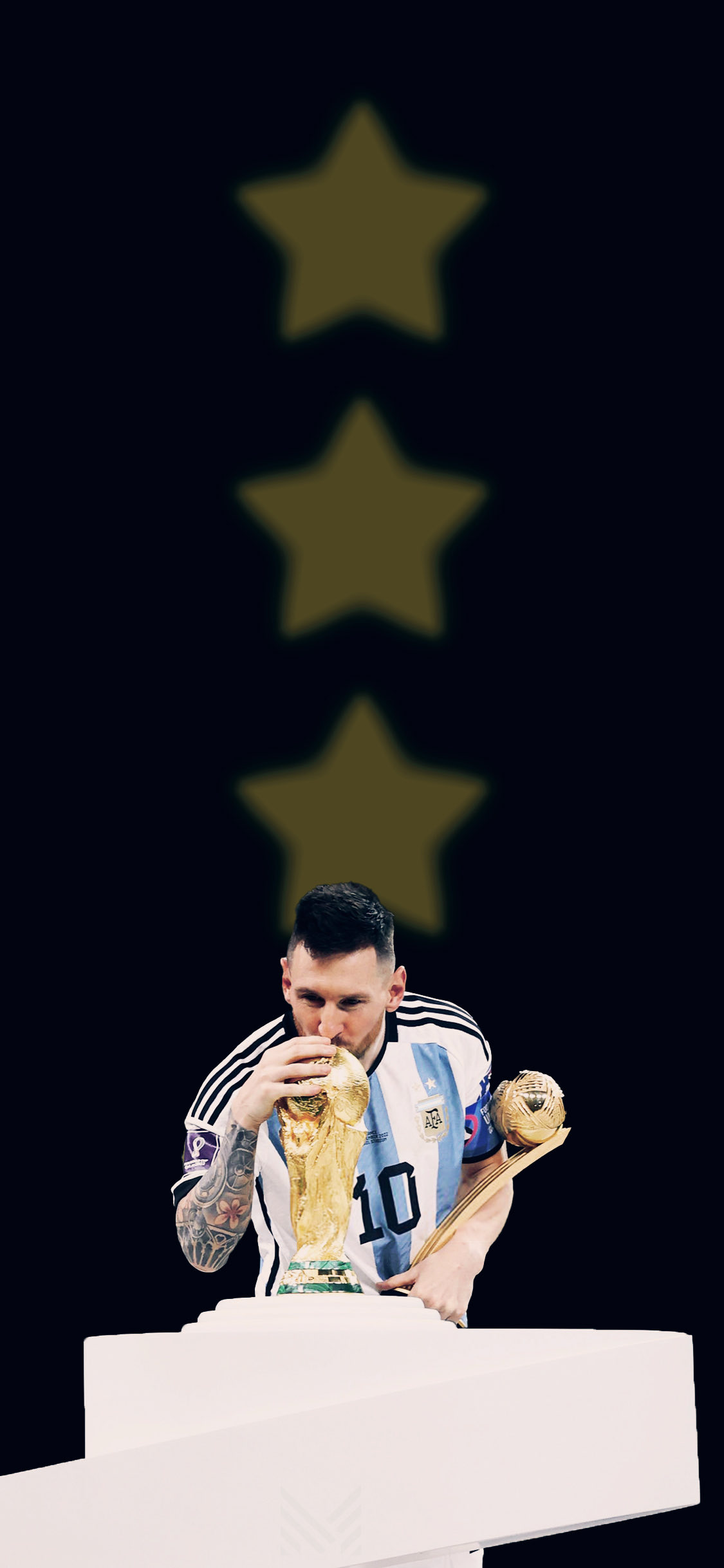 手机壁纸分享梅西与大力神杯