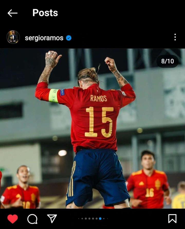 前队友的留言祝福❤拉莫斯宣布退出国家队