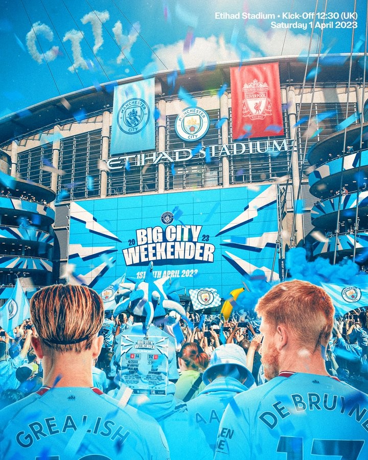 曼城发布战利物浦海报格拉利什德布劳内出镜