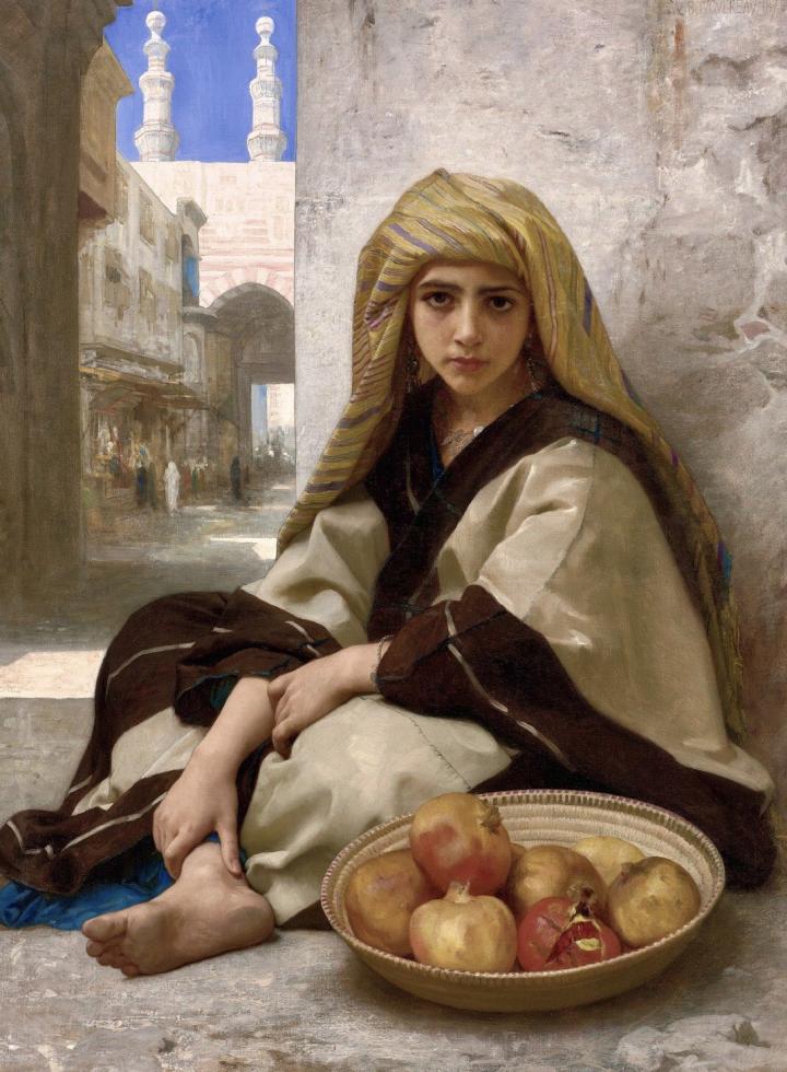 图为法国十九世纪学院派画家之一布格罗的人物油画作品