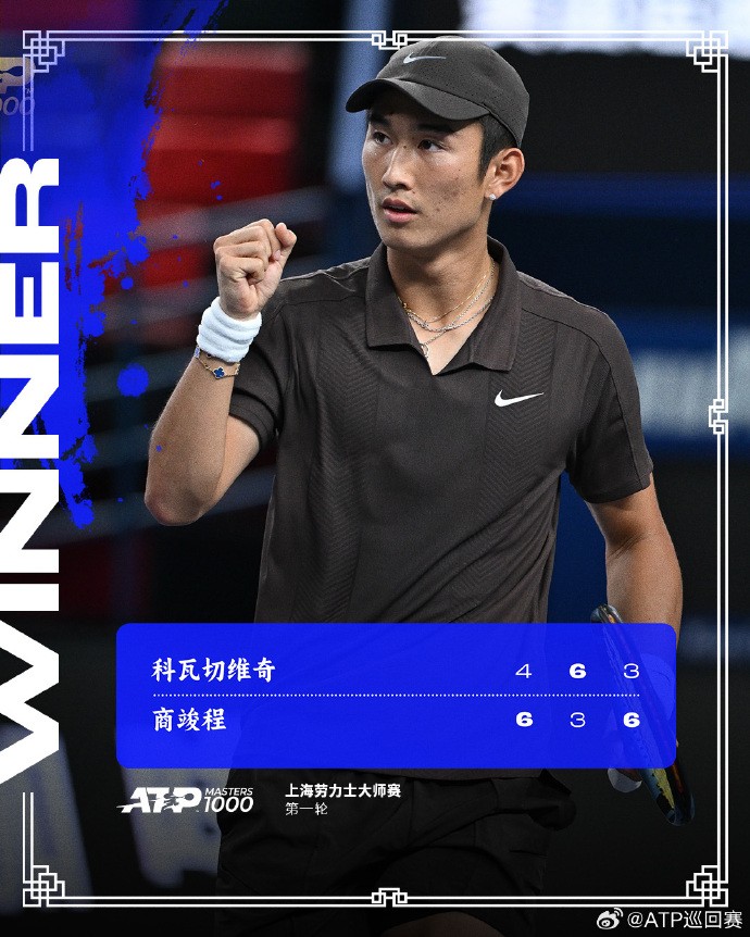 商竣程2-1击败科瓦切维奇，收获上海大师赛开门红
