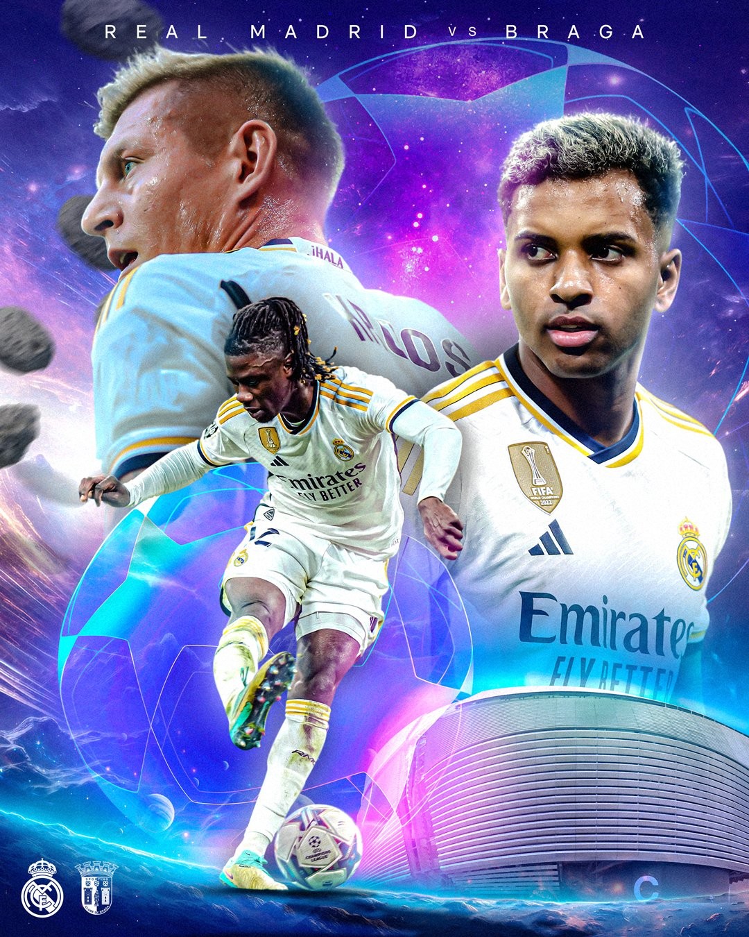 战平即可出线皇马发布欧冠战布拉加海报克罗斯领衔出镜