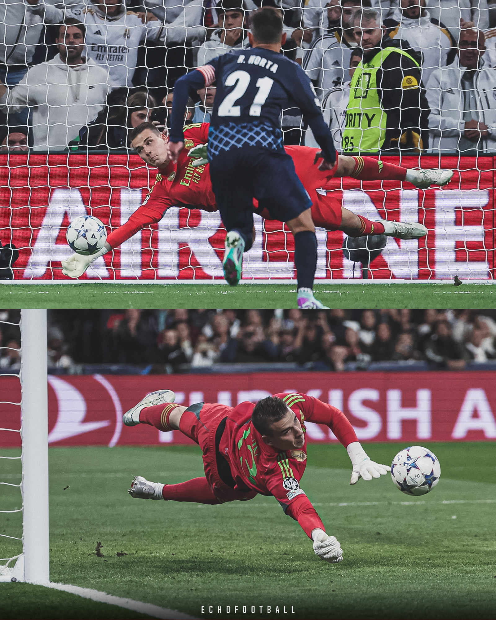 自1819赛季以来卢宁在俱乐部14次面对点球