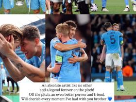 德布劳内宣布离开曼城 斯通斯送上祝福