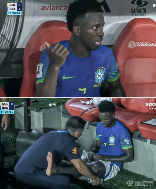 在国家队比赛中，维尼修斯因肌肉受伤已经离开巴西国...