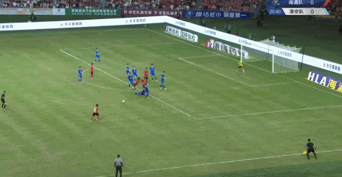 半场：南通队2-0淮安队，尹韩龙世界波，黄蒋大亚破门