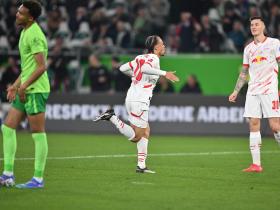 RB Leipzig客场2-0战胜沃尔夫斯堡，继续领跑德甲积分榜