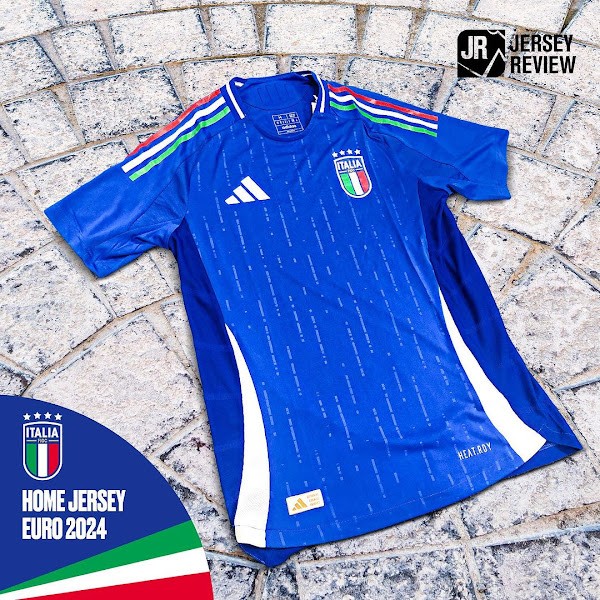 意大利2024欧洲杯主场球衣曝光：蓝色搭配肩部绿白红三色条纹