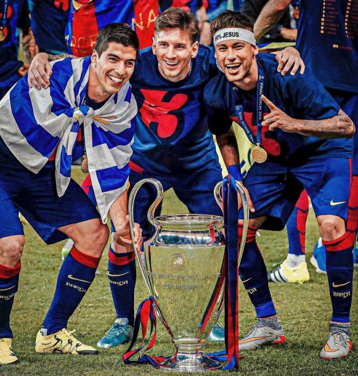 梅西内马尔和苏亚雷斯.#足球##巴萨