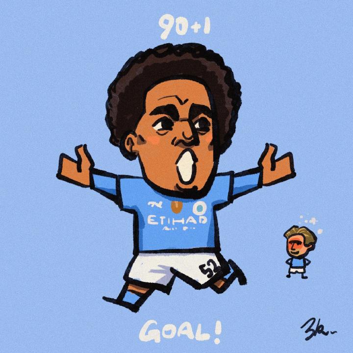 曼城伤停补时反超比分德布劳内大师级助攻小将鲍勃