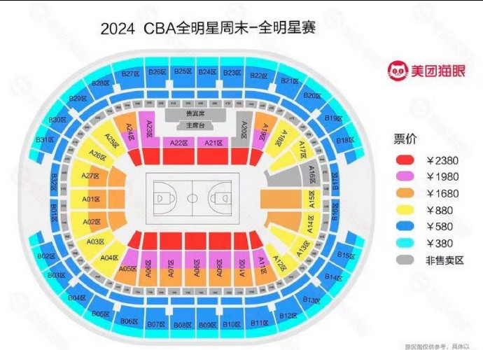 cba2024年全明星赛票价出炉正赛最低380元最高2380元
