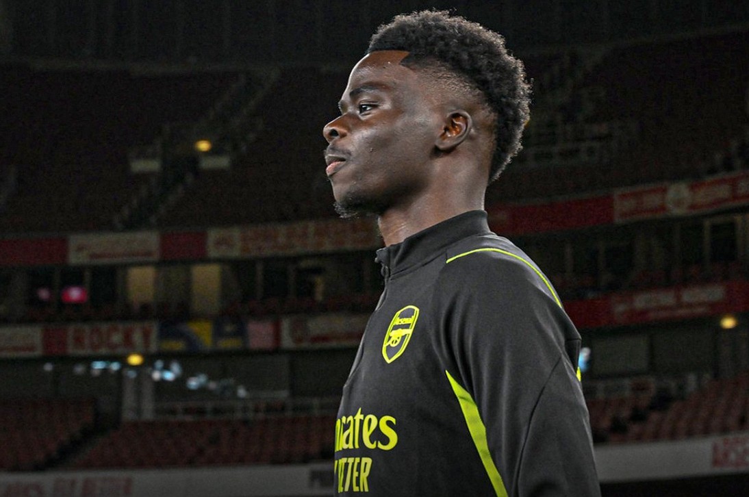 英媒萨卡周五已恢复完整训练能够出战布伦特福德