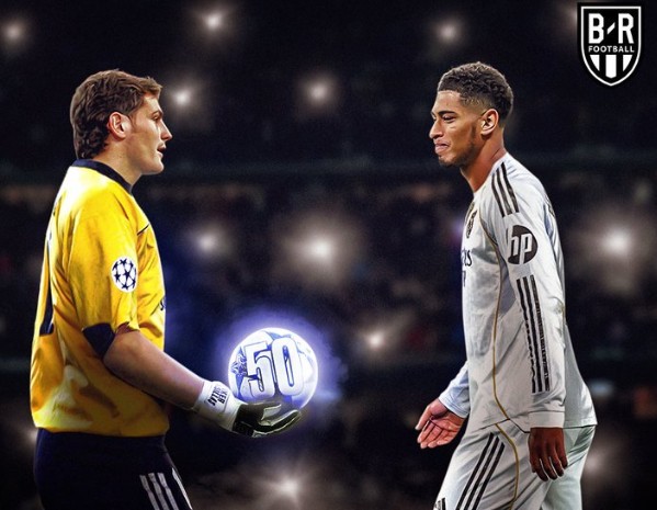 超越卡西，贝林厄姆以22岁128天刷新欧冠50场最年轻纪录