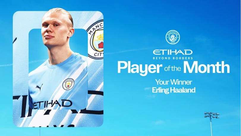 5场比赛打进6球，哈兰德当选曼城10月最佳球员