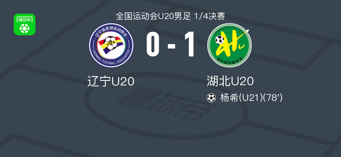 湖北U20 1-0辽宁U20，杨希制胜