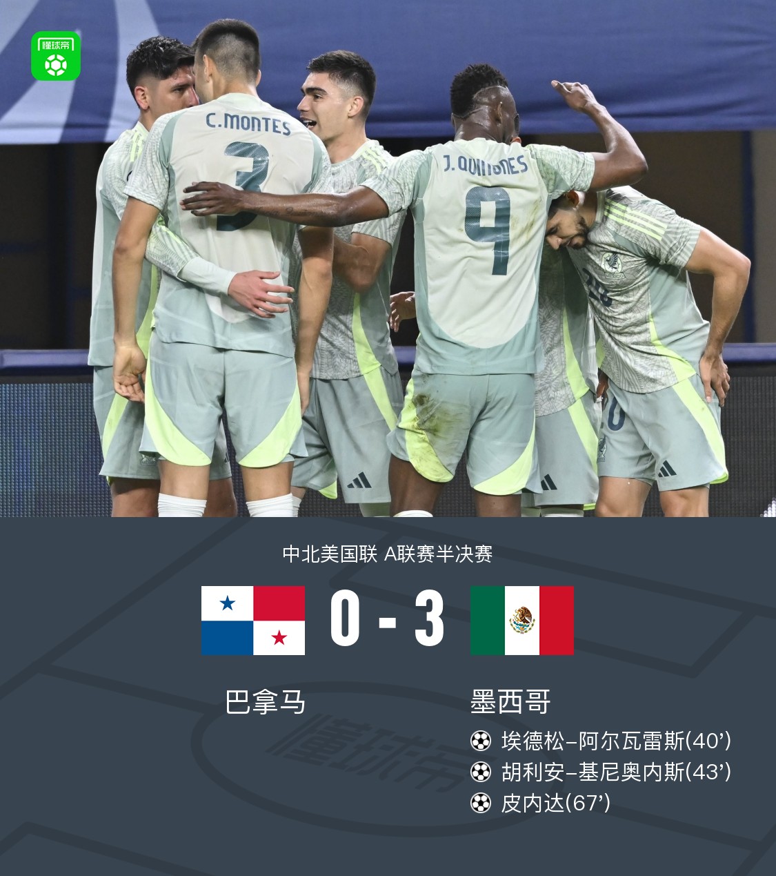 墨西哥30大胜巴拿马皮内达基尼奥内斯阿尔瓦雷斯破门