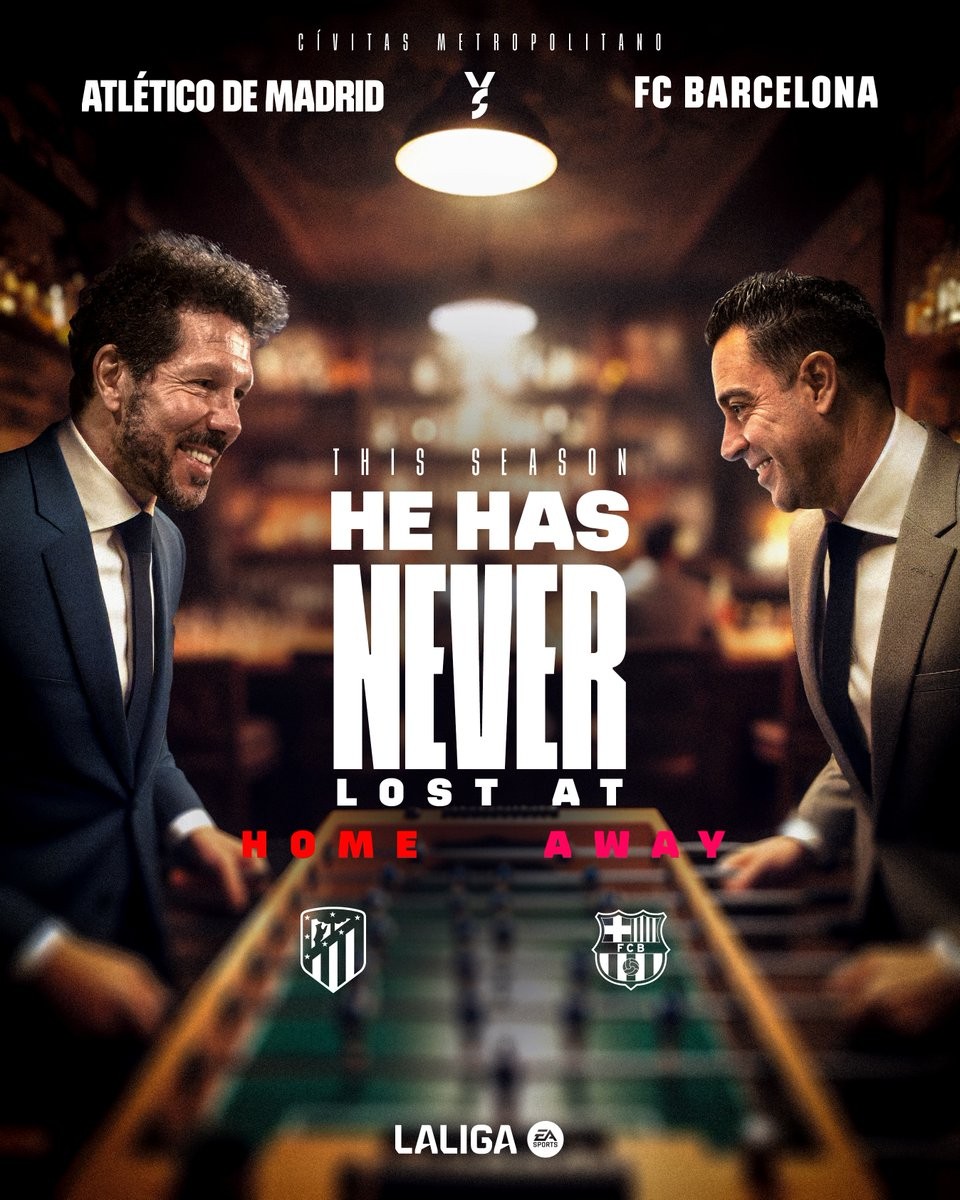 主场不败vs客场不败西甲官方发布马竞战巴萨海报