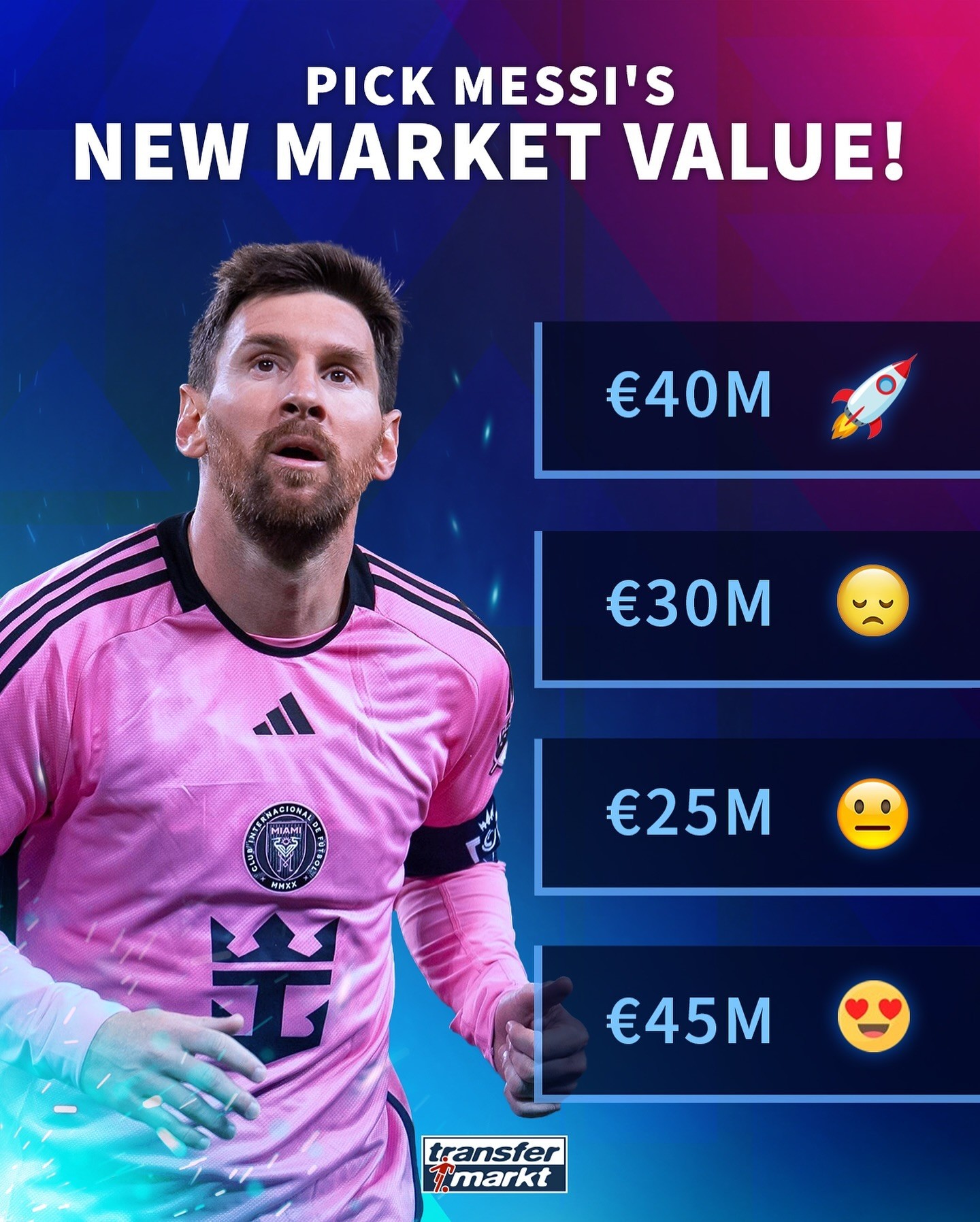 德转预热梅西身价更新最多涨1000万欧或最多跌1000万欧