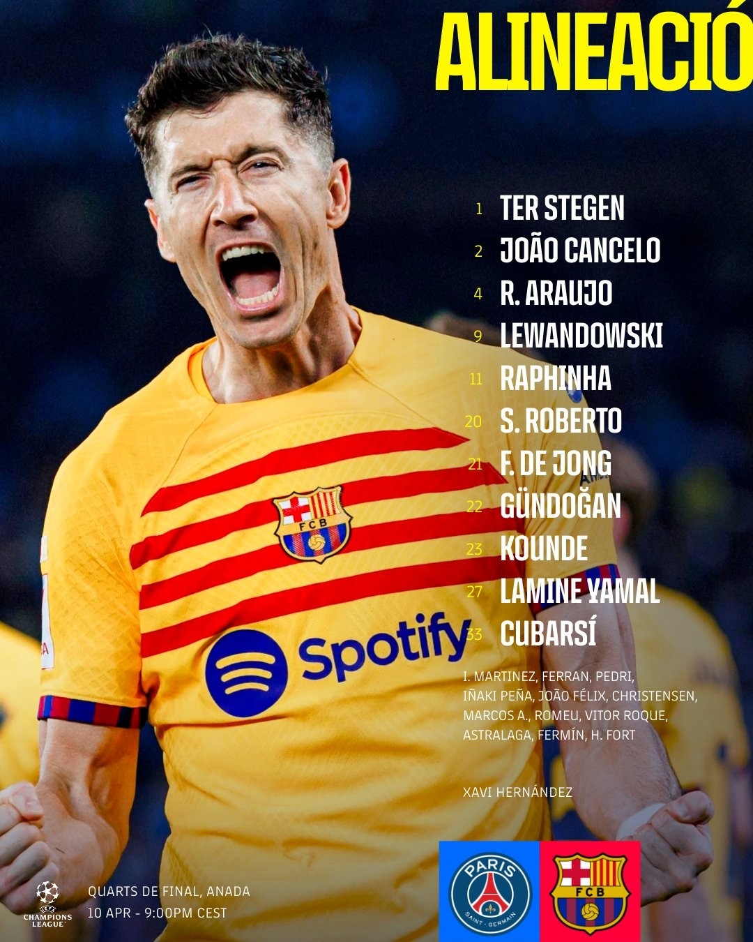 巴黎vs巴萨莱万亚马尔德容首发巴黎首发稍后带来