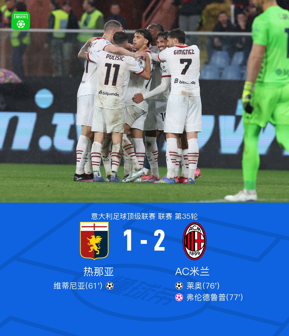 劍南春｜米蘭客場2-1逆轉(zhuǎn)熱那亞，萊奧破門，弗倫德魯普烏龍