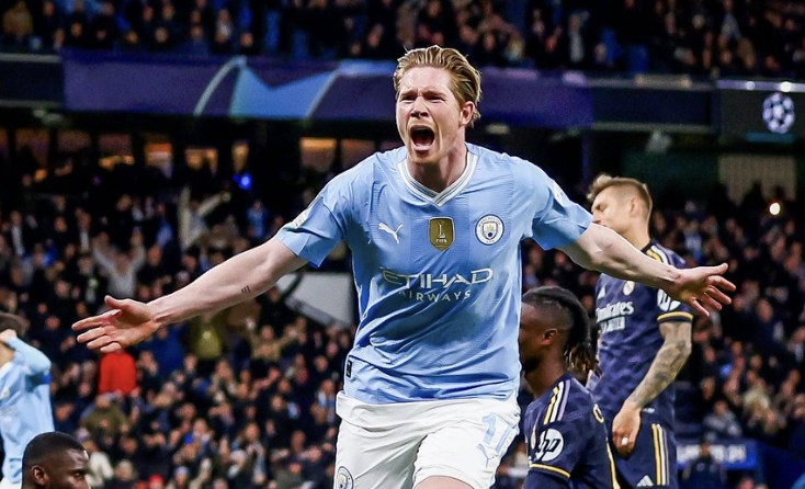 13球11助德布劳内创英超球员在欧冠淘汰赛参与进球纪录