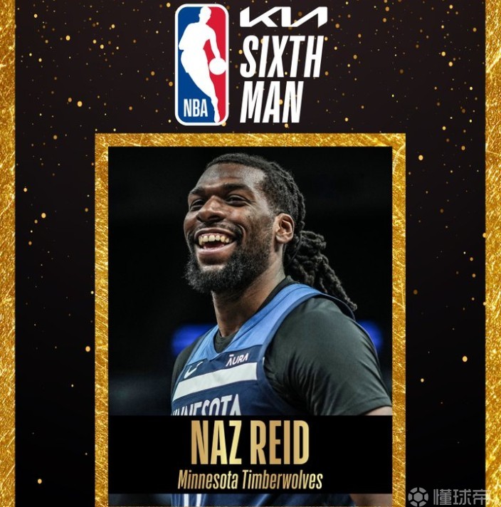 NBA官方：纳兹-里德获得本赛季最佳第六人奖项
