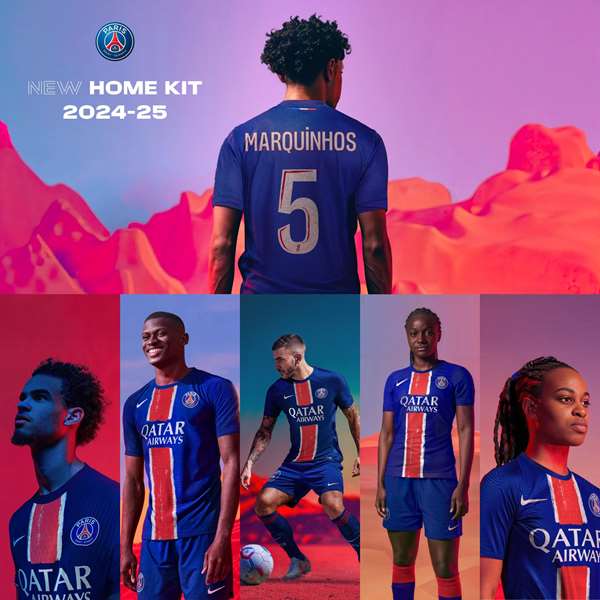 巴黎圣日耳曼正式发布2024-25赛季主场球衣