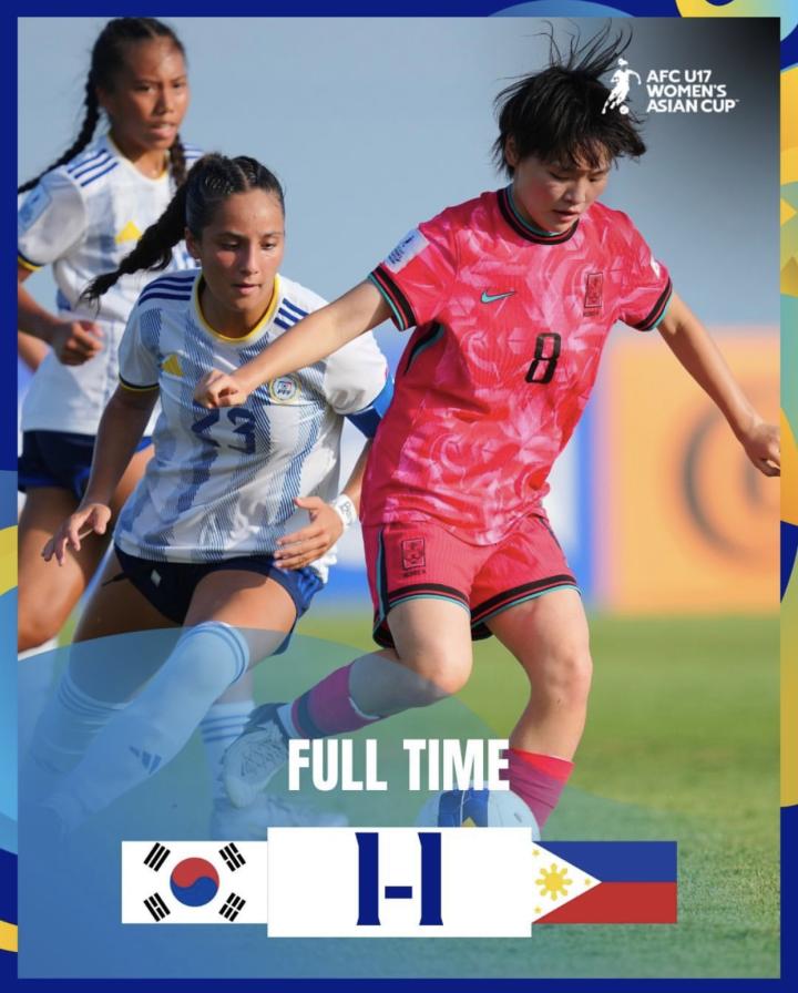 U17女足亚洲杯 A组第三轮韩国1-1菲律宾印度...
